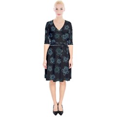 Blue Turtles On Black Wrap Up Cocktail Dress by contemporary