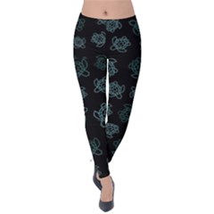 Blue Turtles On Black Velvet Leggings