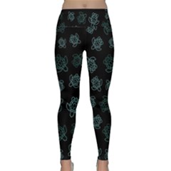 Blue Turtles On Black Lightweight Velour Classic Yoga Leggings by contemporary