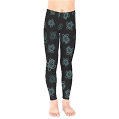 Blue Turtles On Black Kids  Leggings by contemporary