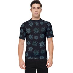 Blue Turtles On Black Men s Short Sleeve Rash Guard