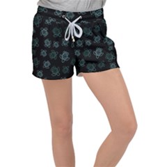 Blue Turtles On Black Velour Lounge Shorts