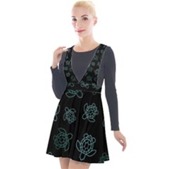 Blue Turtles On Black Plunge Pinafore Velour Dress by contemporary