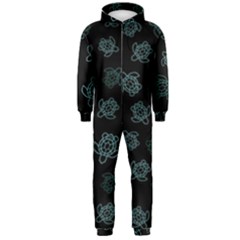 Blue Turtles On Black Hooded Jumpsuit (men) 