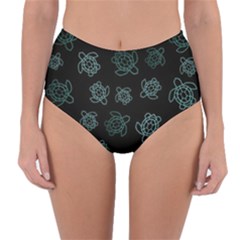 Blue Turtles On Black Reversible High-waist Bikini Bottoms by contemporary