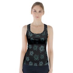 Blue Turtles On Black Racer Back Sports Top by contemporary