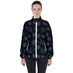 Blue Turtles On Black Women s High Neck Windbreaker by contemporary