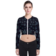 Blue Turtles On Black Long Sleeve Zip Up Bomber Jacket by contemporary