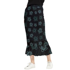 Blue Turtles On Black Maxi Fishtail Chiffon Skirt by contemporary