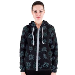 Blue Turtles On Black Women s Zipper Hoodie