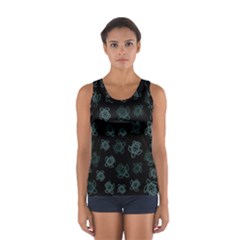 Blue Turtles On Black Sport Tank Top  by contemporary