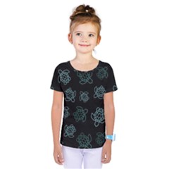 Blue Turtles On Black Kids  One Piece Tee