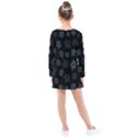 Blue Turtles On Black Kids  Long Sleeve Dress View2