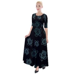 Blue Turtles On Black Half Sleeves Maxi Dress by contemporary