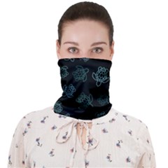 Blue Turtles On Black Face Covering Bandana (adult)