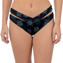 Blue Turtles On Black Double Strap Halter Bikini Bottom by contemporary