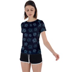 Blue Turtles On Black Back Circle Cutout Sports Tee by contemporary