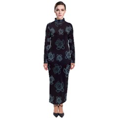 Blue Turtles On Black Turtleneck Maxi Dress by contemporary