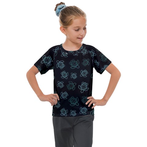 Blue Turtles On Black Kids  Mesh Piece Tee by contemporary