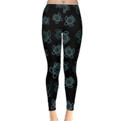 Blue Turtles On Black Leggings  by contemporary