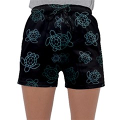 Blue Turtles On Black Sleepwear Shorts by contemporary