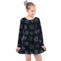 Blue Turtles On Black Kids  Long Sleeve Dress View1