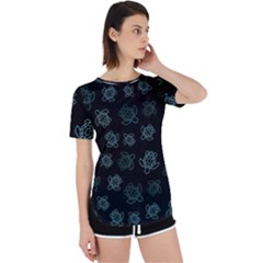 Blue Turtles On Black Perpetual Short Sleeve T-shirt by contemporary