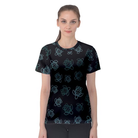 Blue Turtles On Black Women s Sport Mesh Tee by contemporary