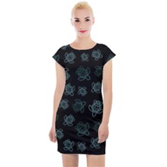 Blue Turtles On Black Cap Sleeve Bodycon Dress by contemporary