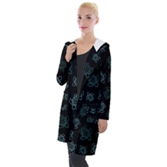 Blue Turtles On Black Hooded Pocket Cardigan by contemporary