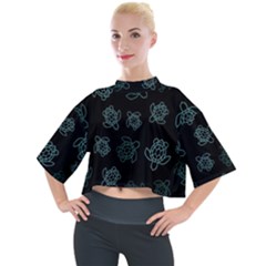 Blue Turtles On Black Mock Neck Tee by contemporary