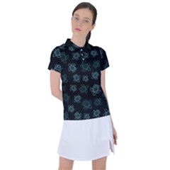 Blue Turtles On Black Women s Polo Tee