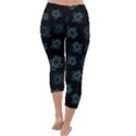 Blue Turtles On Black Capri Winter Leggings  View4