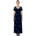 Blue Turtles On Black High Waist Short Sleeve Maxi Dress View1