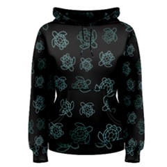 Blue Turtles On Black Women s Pullover Hoodie by contemporary