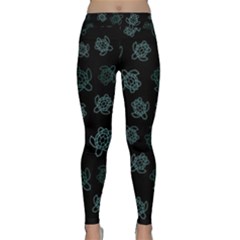 Blue Turtles On Black Classic Yoga Leggings by contemporary