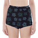 Blue Turtles On Black High-Waisted Bikini Bottoms View1