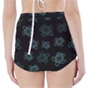 Blue Turtles On Black High-Waisted Bikini Bottoms View2