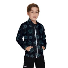 Blue Turtles On Black Kids  Windbreaker