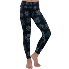 Blue Turtles On Black Kids  Lightweight Velour Classic Yoga Leggings by contemporary