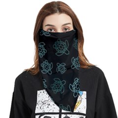 Blue Turtles On Black Face Covering Bandana (triangle)