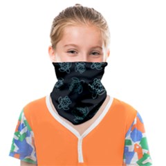 Blue Turtles On Black Face Covering Bandana (kids)