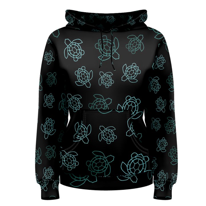 Blue Turtles On Black Women s Pullover Hoodie