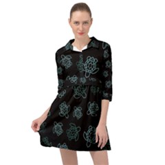 Blue Turtles On Black Mini Skater Shirt Dress by contemporary