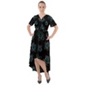 Blue Turtles On Black Front Wrap High Low Dress View1