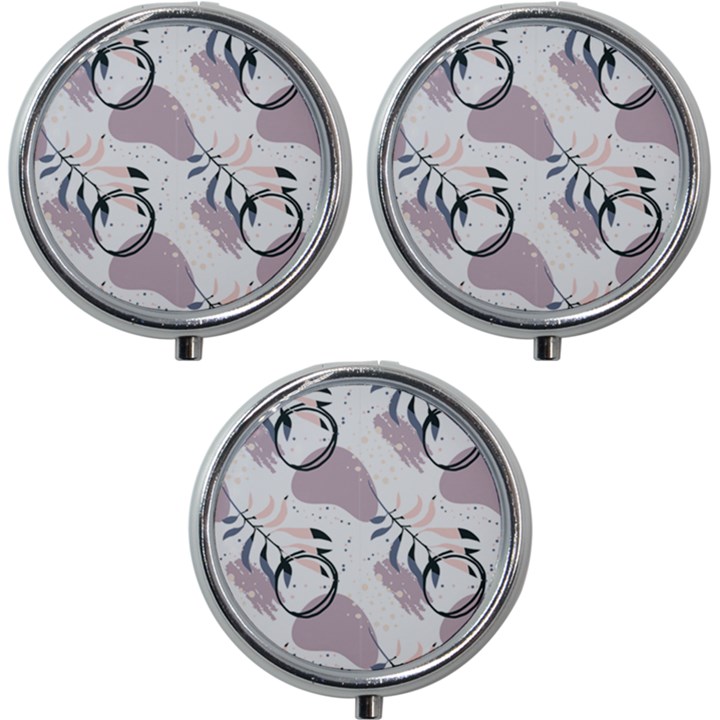 Tropical Floral Pattern Mini Round Pill Box (Pack of 3)