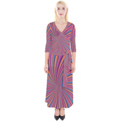 Psychedelic Groovy Pattern 2 Quarter Sleeve Wrap Maxi Dress by designsbymallika