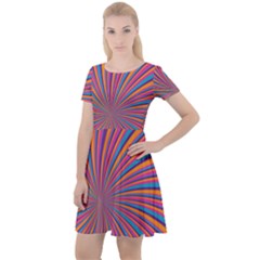 Psychedelic Groovy Pattern 2 Cap Sleeve Velour Dress  by designsbymallika