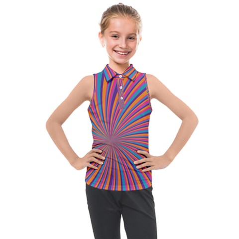 Psychedelic Groovy Pattern 2 Kids  Sleeveless Polo Tee by designsbymallika