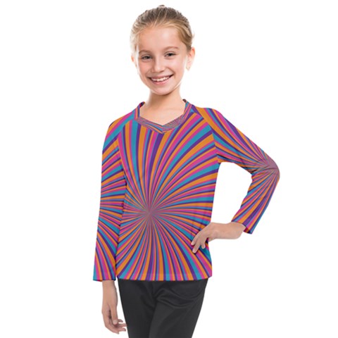 Psychedelic Groovy Pattern 2 Kids  Long Mesh Tee by designsbymallika